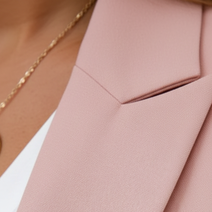 Chic open front ruched sleeve blazer with matching joggers. A versatile two-piece women's fashion outfit.