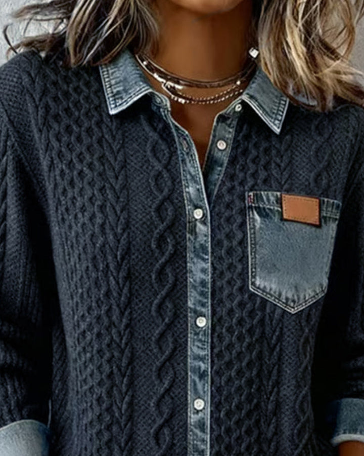 Workwear & casual women's long-sleeve button-up shirt, smooth fit, comfortable, elegant, and fashionable blouse.