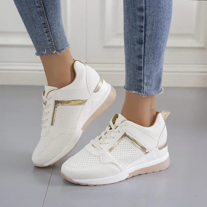 Cushioned women's casual sneakers, anti-slip sole, breathable, ideal for all-day comfort & walking support.