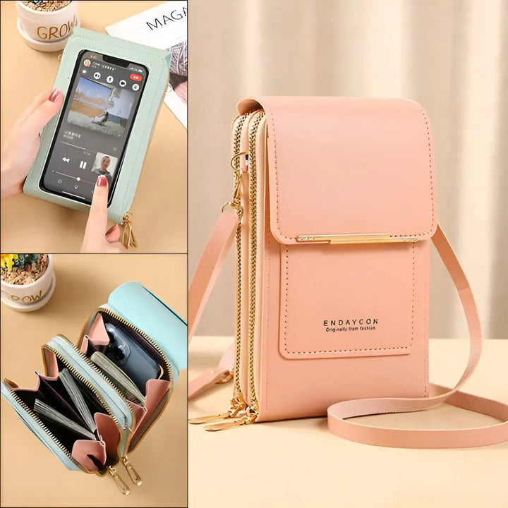 Multi-pocket women's anti-theft leather shoulder bag. Secure and organized everyday handbag solution.