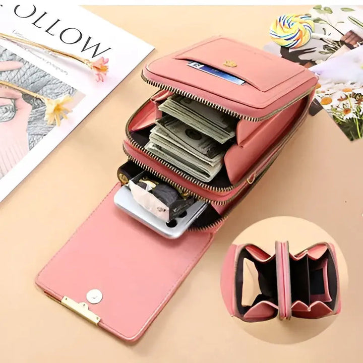 Chic black soft leather anti-theft shoulder bag for women. A secure and fashionable everyday travel handbag.