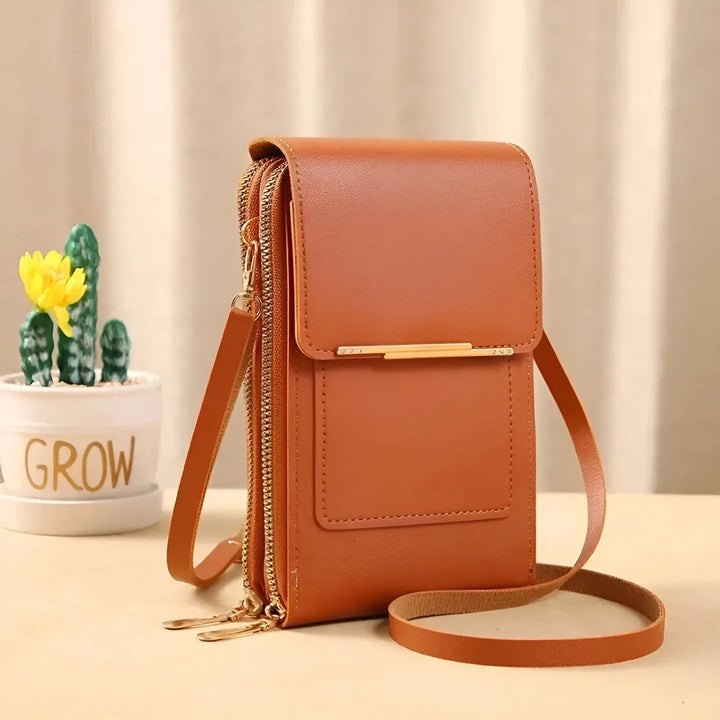 Elegant women's soft leather anti-theft handbag. Stylish shoulder bag for a chic, secure look.