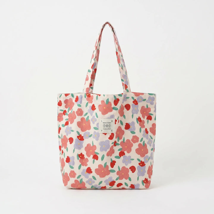 Everyday women's printed soft shoulder tote, a spacious carryall featuring a beautiful floral pattern and vibrant colors.