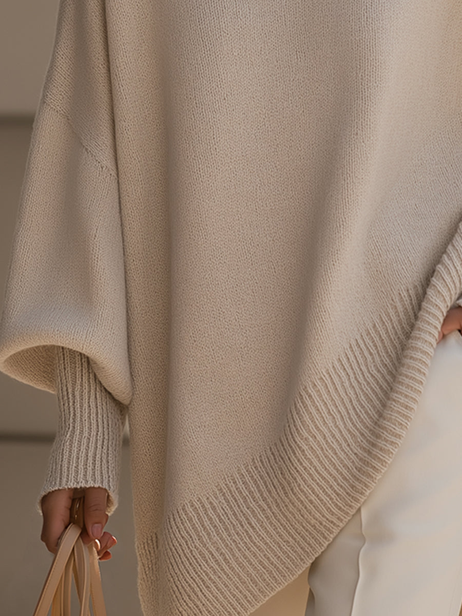 Stylish women's oversized knit sweater, ideal for a chic layered winter look.