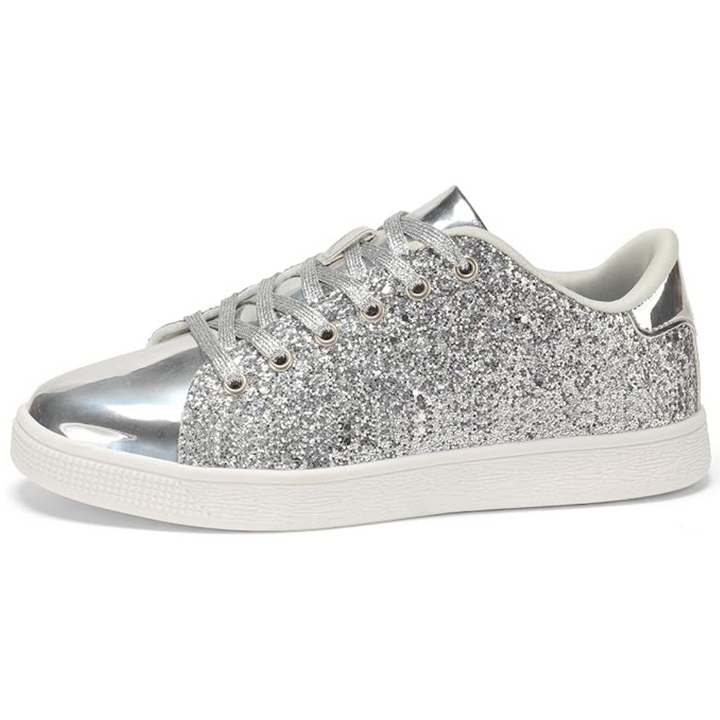 Women's comfortable sparkly sneakers with a durable lace-up design for long-lasting wear.