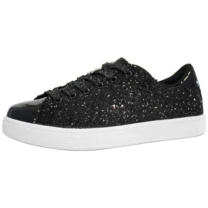 Versatile women's sparkly lace-up sneakers, perfect for casual outings or a touch of glam.