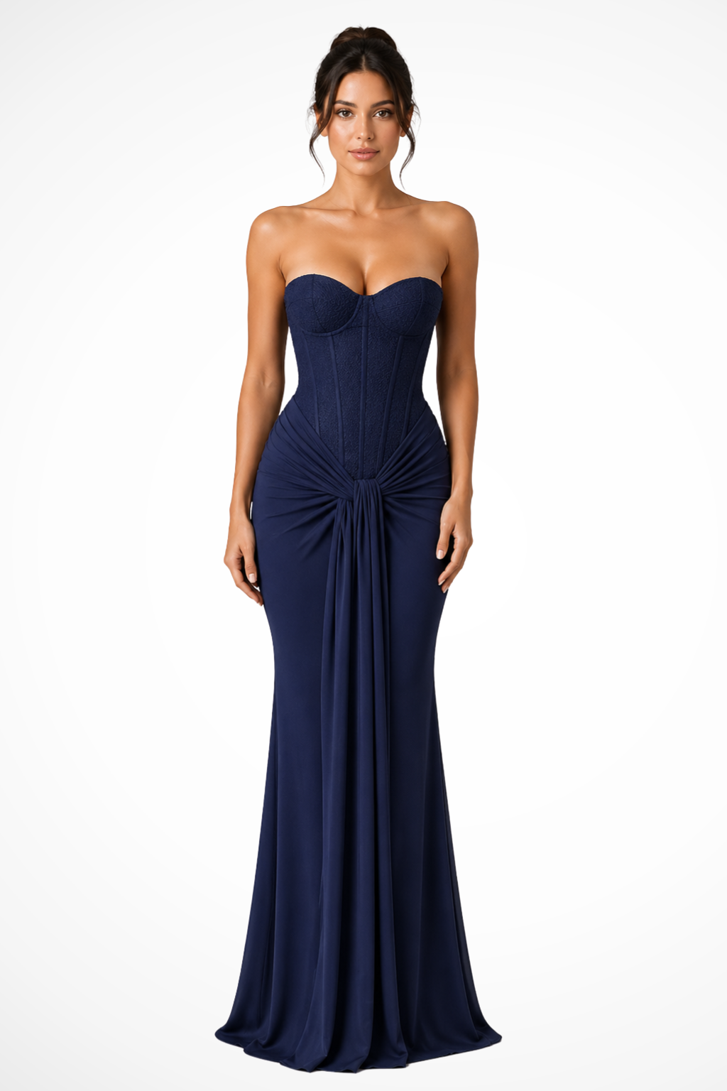 Stunning women's strapless corset mermaid maxi prom dress, perfect for a gala or formal evening.
