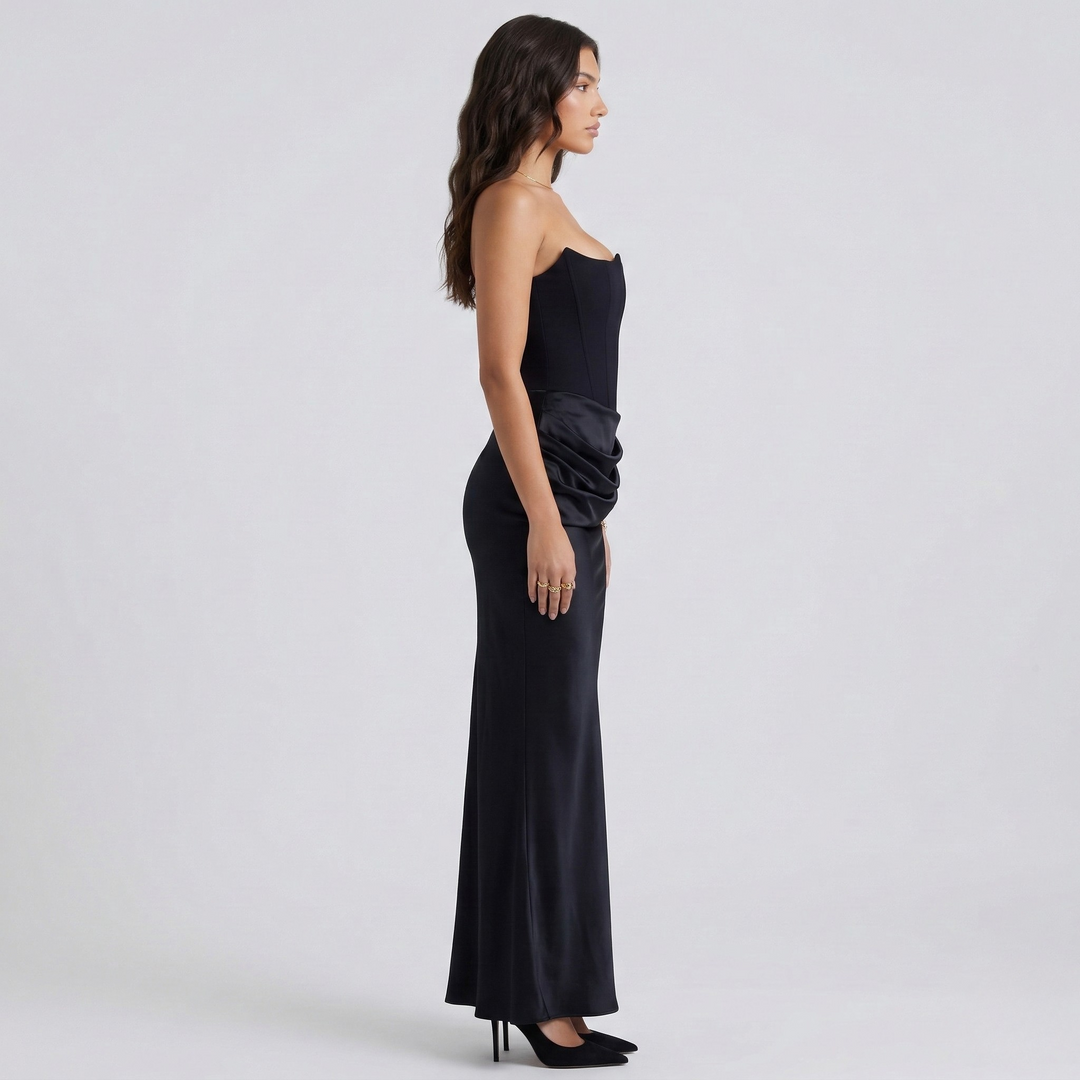Chic strapless mermaid formal dress for women, a sleek evening gown designed for elegance & events.