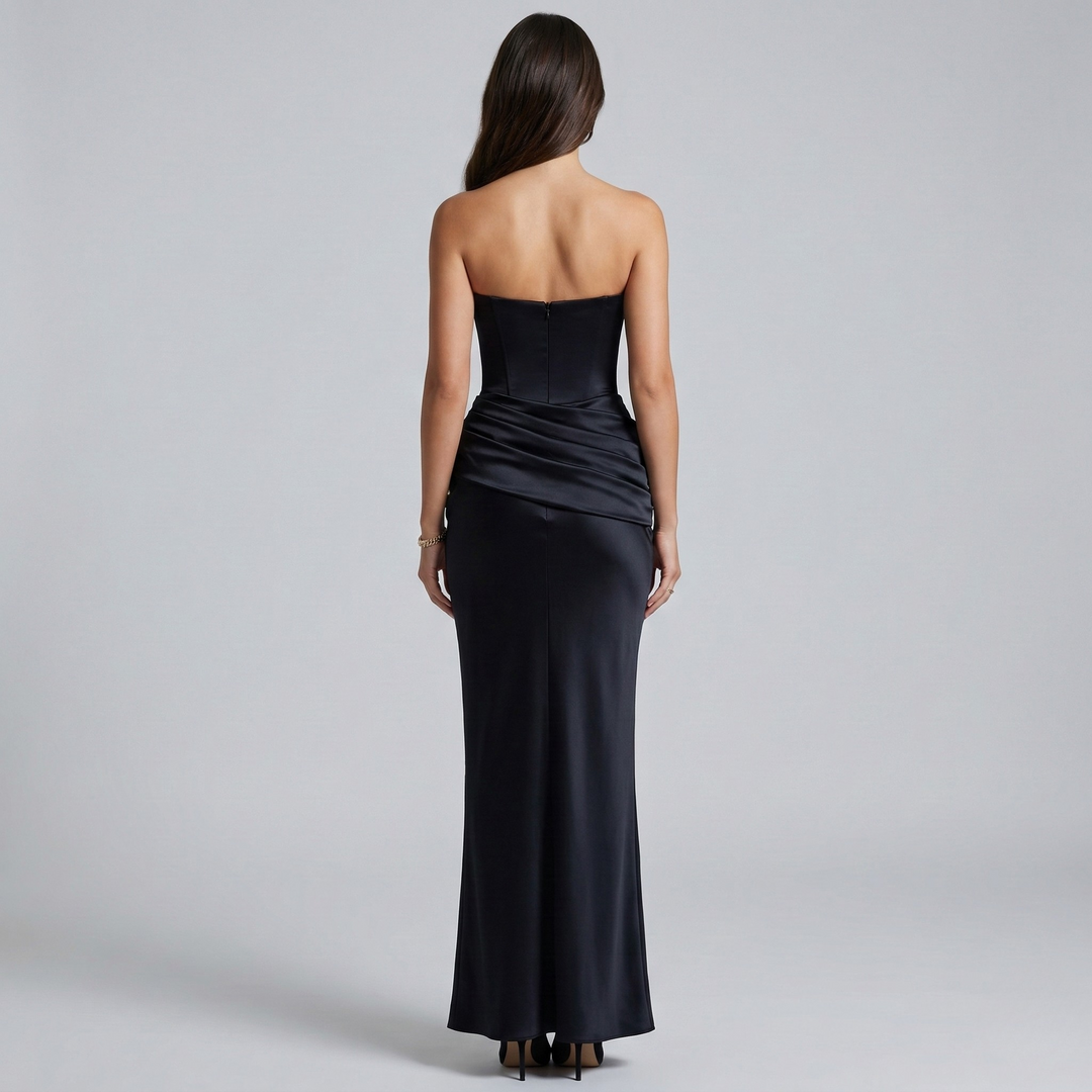 Beautiful women's strapless mermaid gala gown, a slim fit elegant evening dress for formal wear.