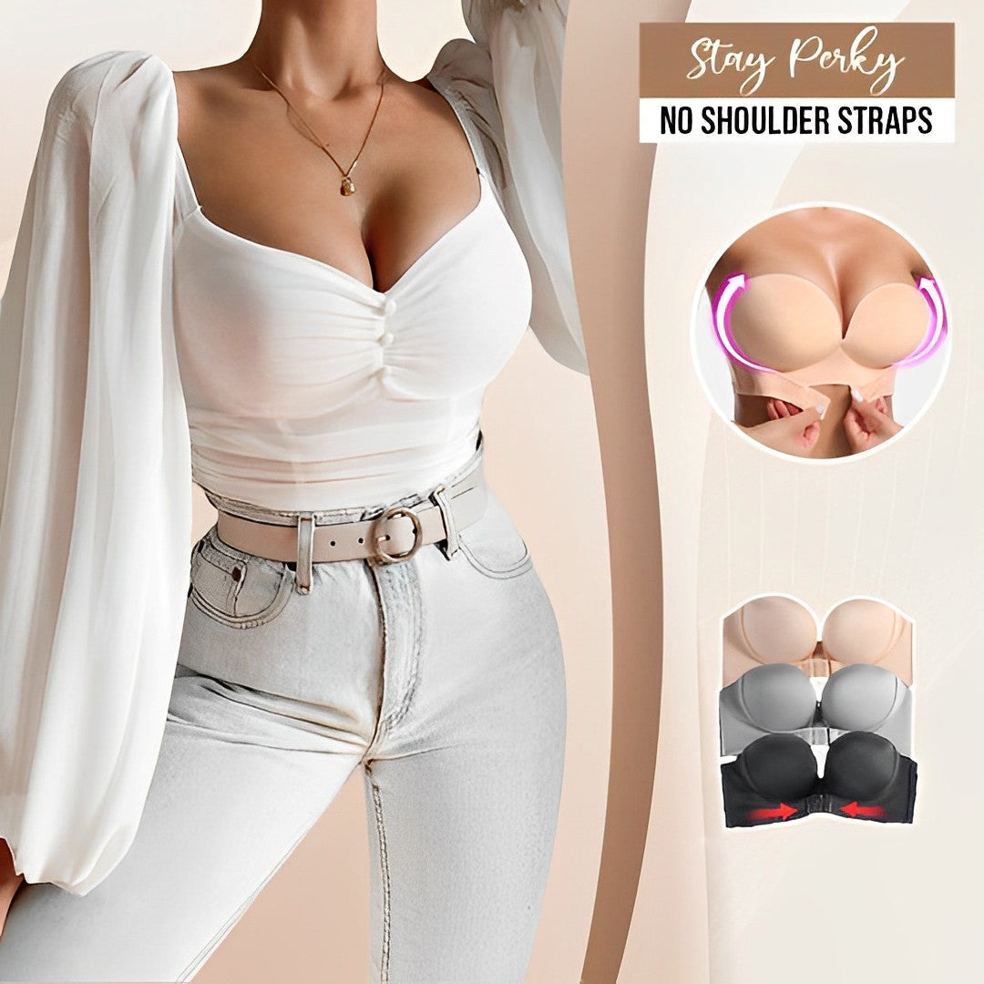Fashion essential: women's strapless push-up bra. Delivers excellent support & a smooth silhouette.