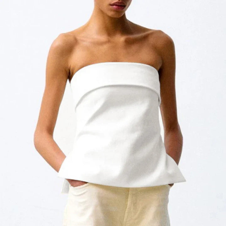 Chic black strapless crop tube top, great for vacation or casual summer outfits.