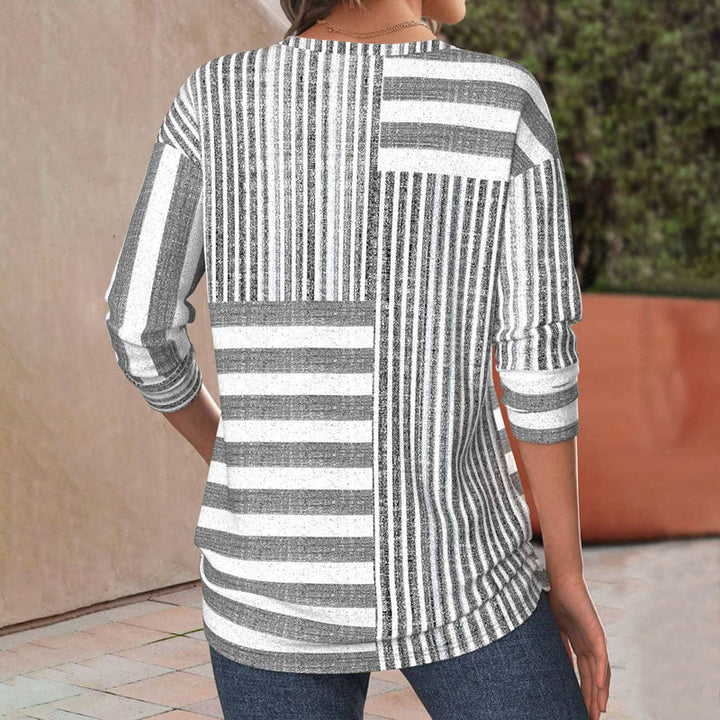 Versatile women's striped short sleeve top, ideal for casual wear, spring fashion, or office casual outfits.