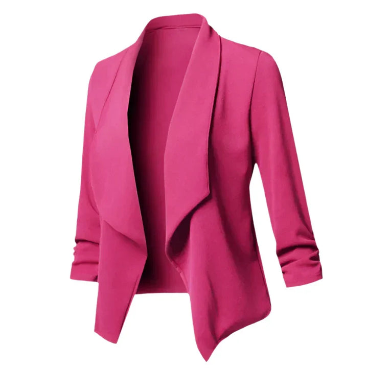 Women's professional blazer, structured fit, open front. Wrinkle-resistant for elegant office & business wear.