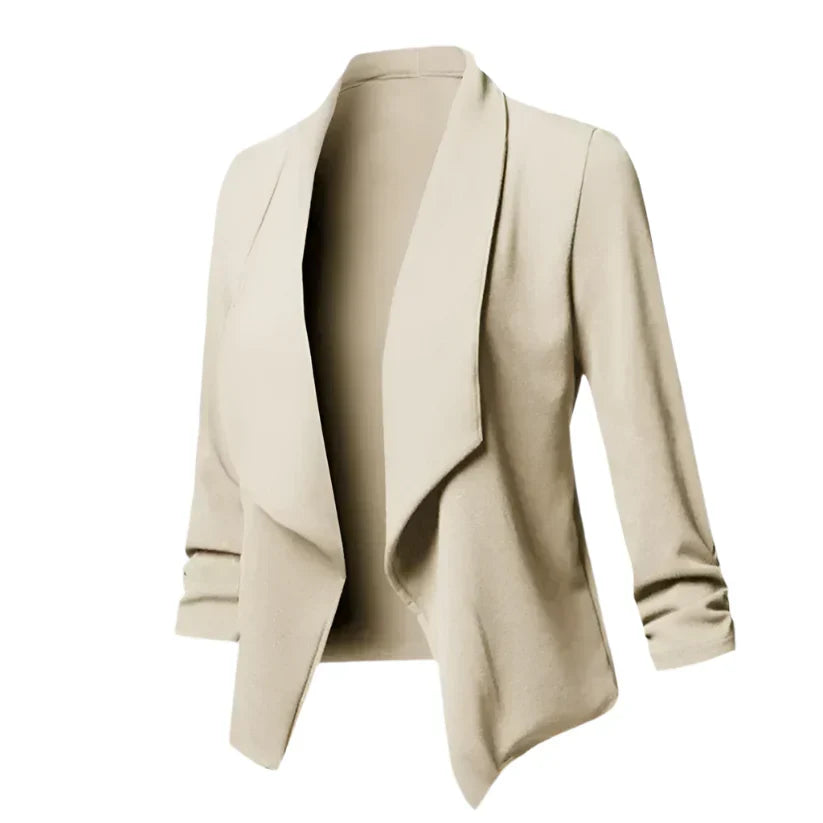 Professional women's blazer with a structured fit, ideal for office and business attire.