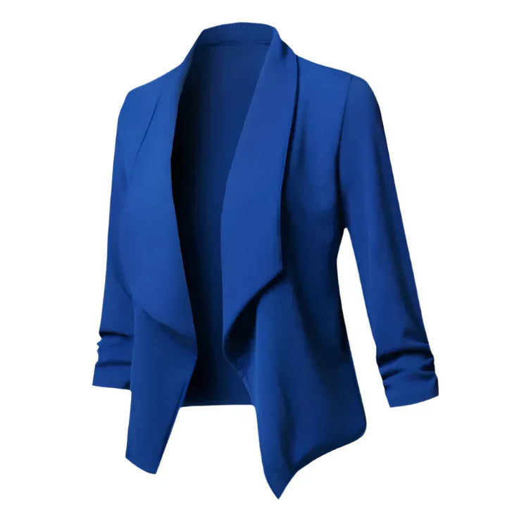 Chic women's workwear blazer. Structured design, open front for versatile office fashion & business looks.