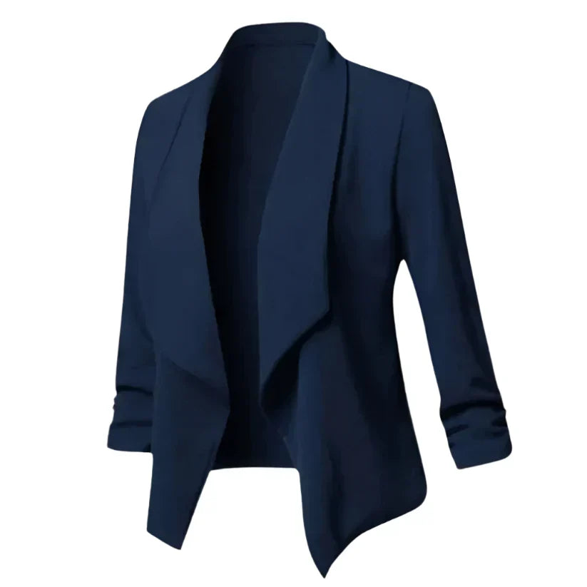 Comfortable wrinkle-resistant women's blazer. Structured, open-front design for professional daily wear.