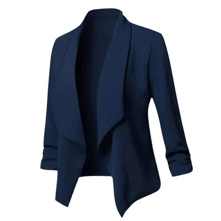 Comfortable wrinkle-resistant women's blazer. Structured, open-front design for professional daily wear.