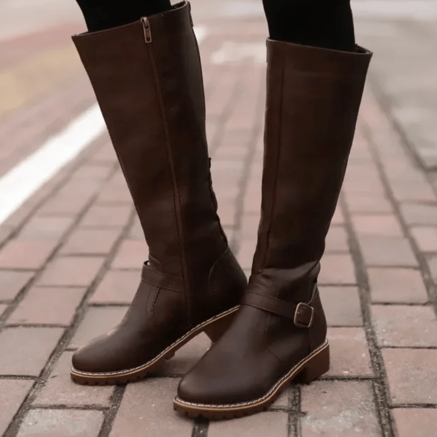 Side view of women's ankle boots, showcasing the elegant design and comfort-enhancing gel insole.