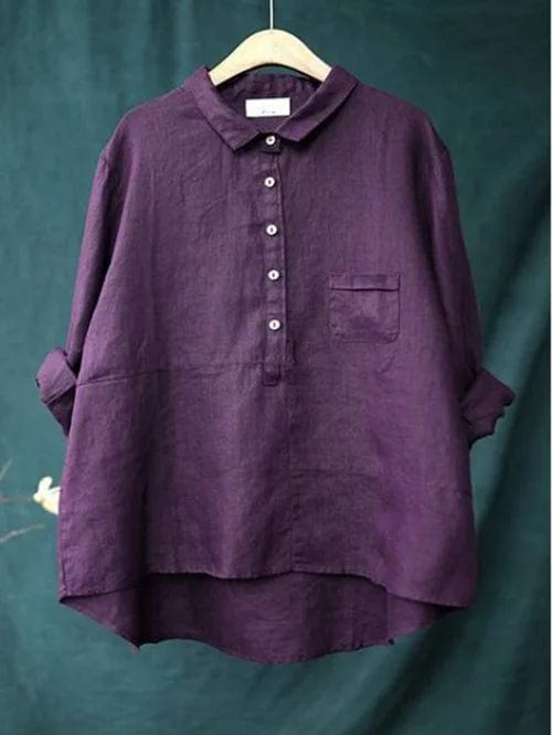 Stylish women's casual long sleeve top, an everyday essential with an asymmetrical hem.