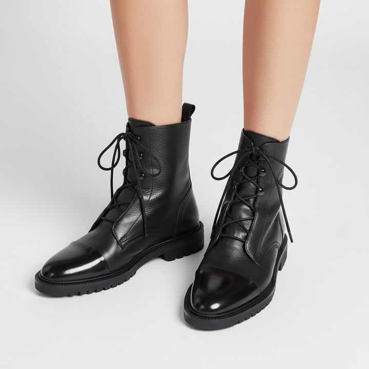 Comfortable women's high lace-up boots with non-slip sole & adjustable fit, ideal for fall/winter fashion.