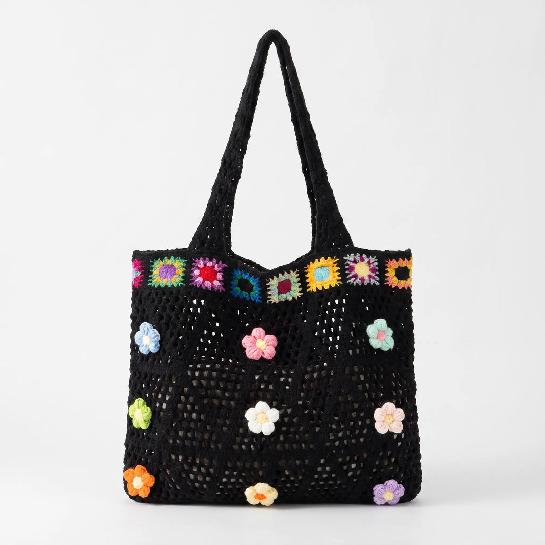 Women's floral crochet tote bag, lightweight summer shoulder bag, perfect for vacation & everyday.