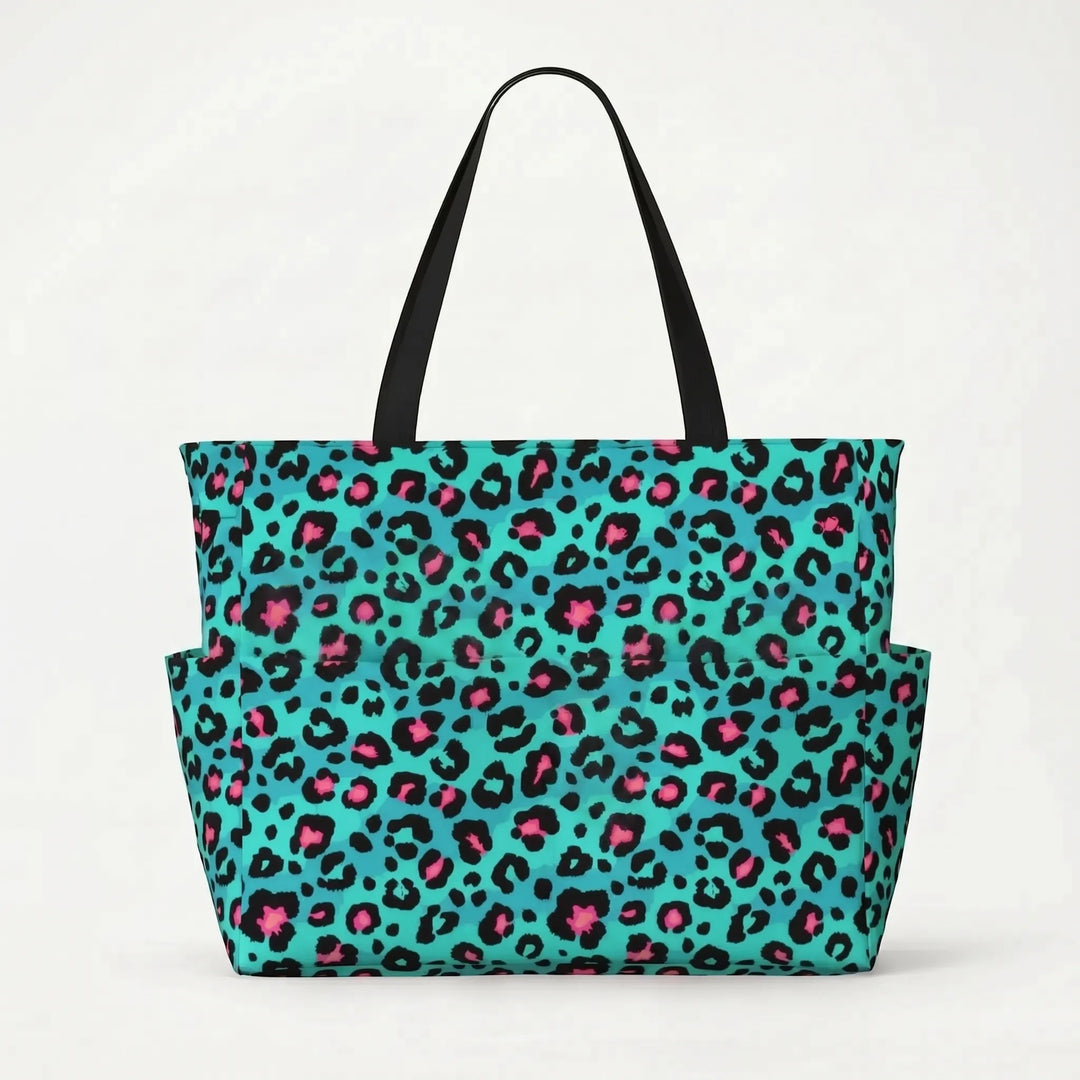 Essential women's leopard print beach tote, a spacious and stylish bag for all your summer adventures.