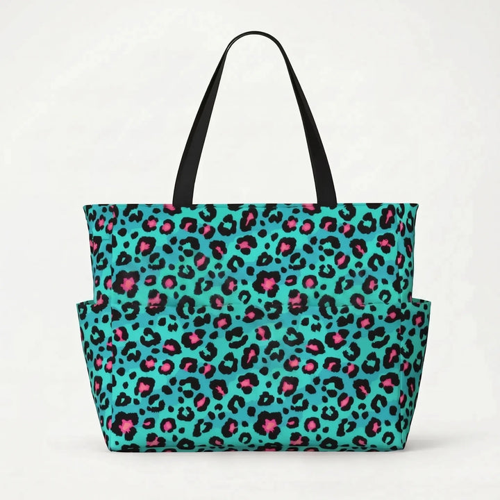 Essential women's leopard print beach tote, a spacious and stylish bag for all your summer adventures.