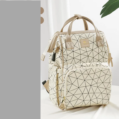 Close-up of wipe-clean interior lining in a waterproof baby diaper backpack.