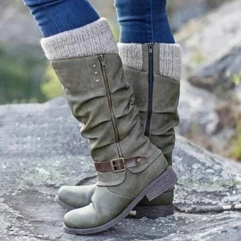 Women's supportive comfort knee-high boots, perfect for everyday wear & winter fashion. Durable & slip-resistant.