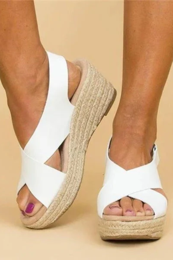 Stylish women's espadrille wedge sandals with supportive design, ideal for casual summer wear & travel.