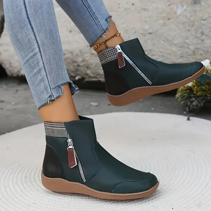 Zipper comfort ankle boots for women, featuring orthopedic support & easy wear.