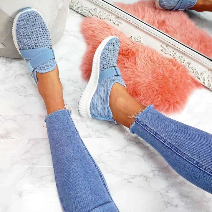 Women's supportive slip-on sneakers for all-day comfort. Ideal comfortable walking shoes for everyday wear.