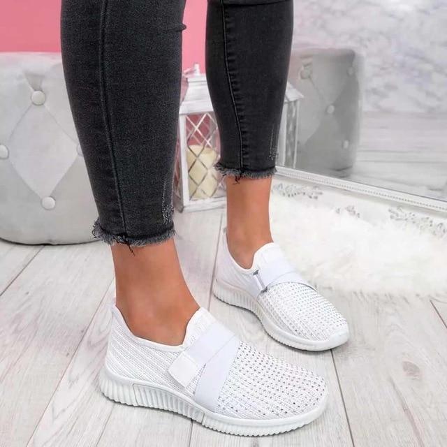 Women's comfortable slip-on sneakers, breathable design for supportive walking and active all-day wear.