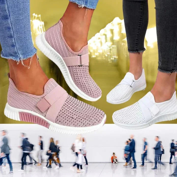 Easy on/off women's slip-on sneakers, offering supportive comfort and posture support for daily activities.