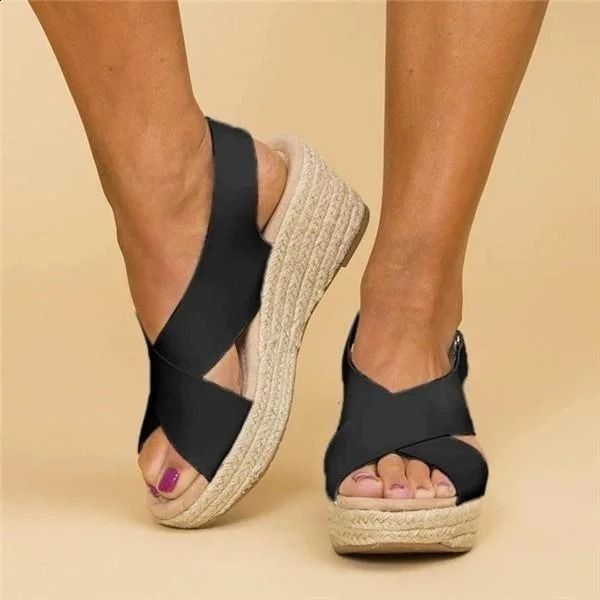 Comfortable women's wedge sandals. Supportive orthopedic-friendly summer shoes for walking and everyday wear.