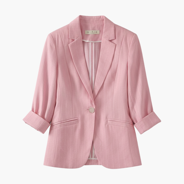 Women's tailored 3/4 sleeve blazer for smart office & chic casual style. Versatile, professional outerwear.