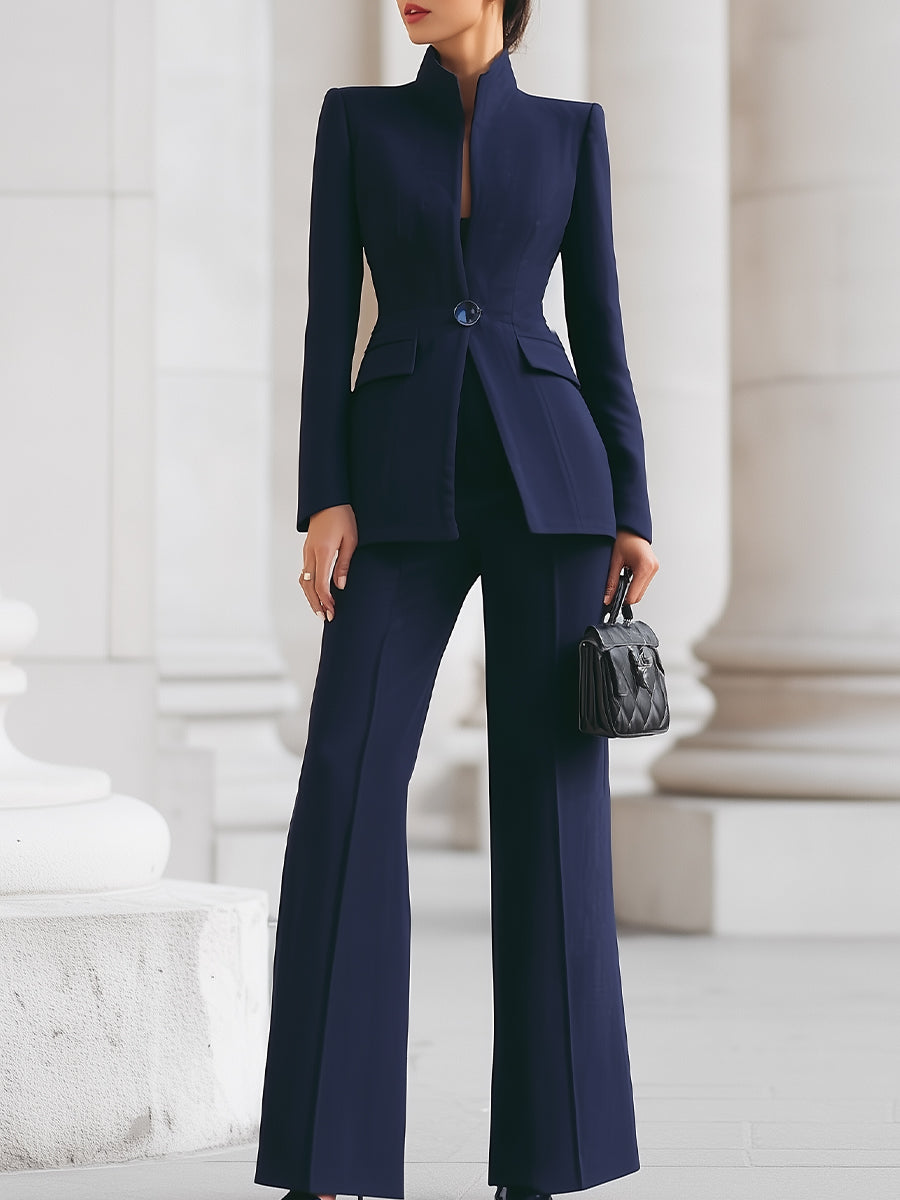 Women's tailored blazer & trouser suit set for professional business attire and formal events.