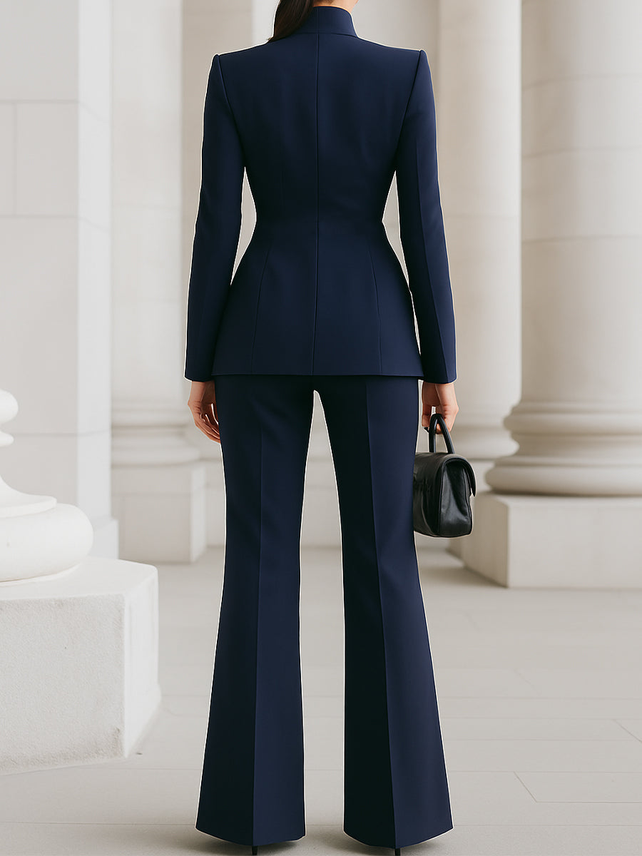 Stylish women's tailored blazer & trouser suit set, perfect for sophisticated business & formal fashion.
