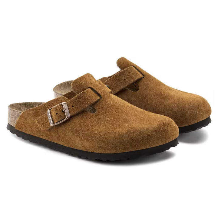Taupe women's comfort shoes, clogs style, anatomical footbed ensures arch support & everyday ease.