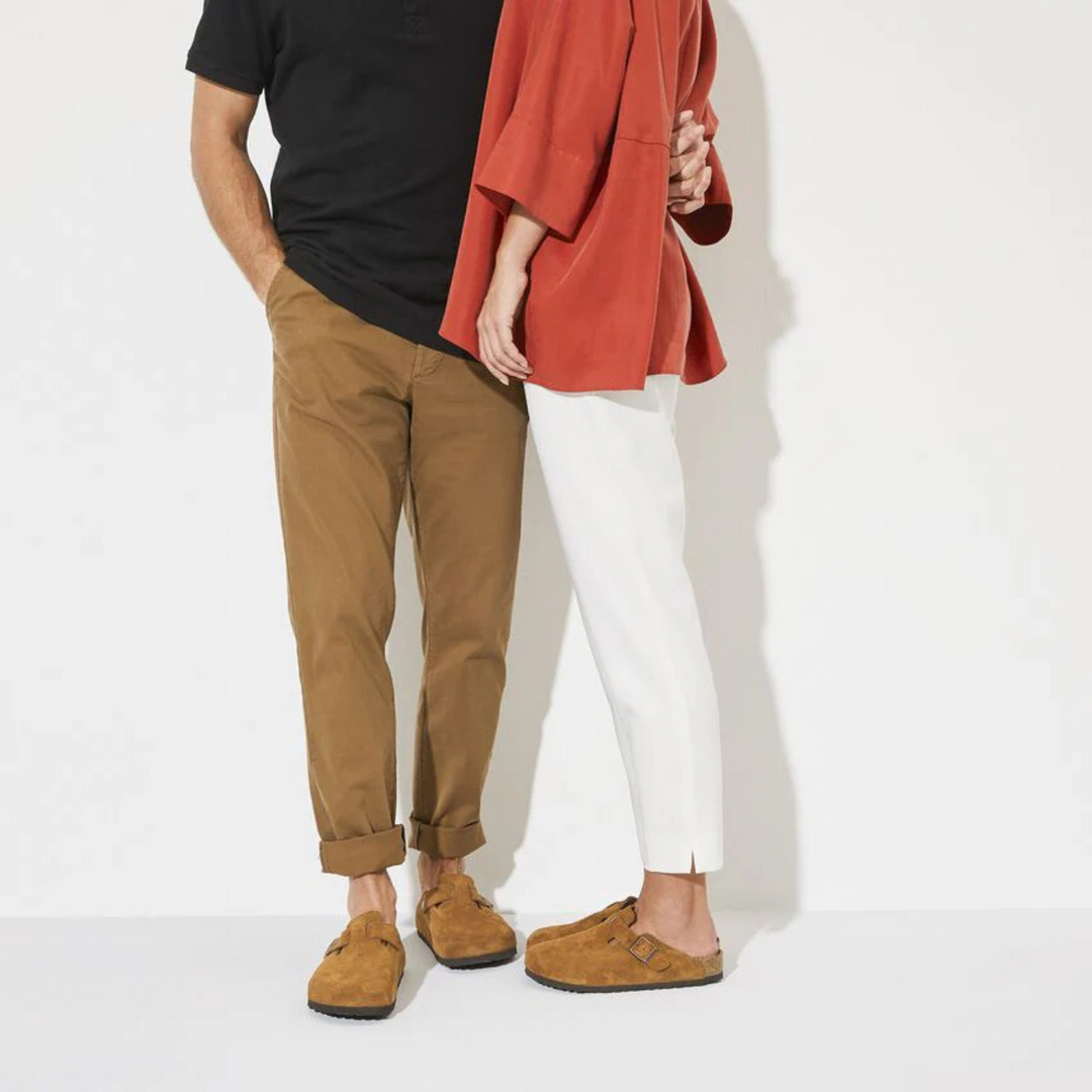 Stylish taupe comfort clogs for women, featuring an anatomical footbed and arch support.