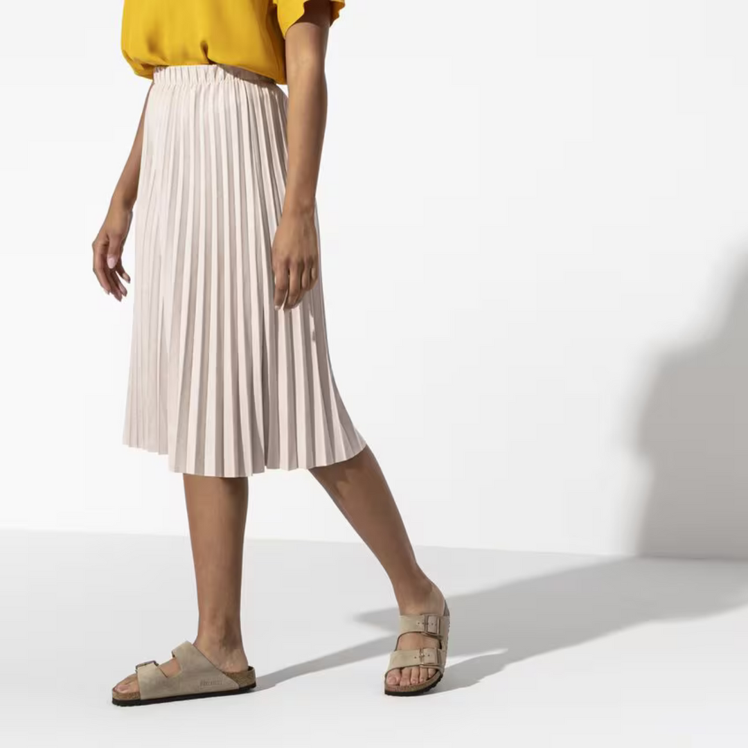 Taupe women's sandals with soft cushioned support & ergonomic footbed. Adjustable straps for a perfect fit.