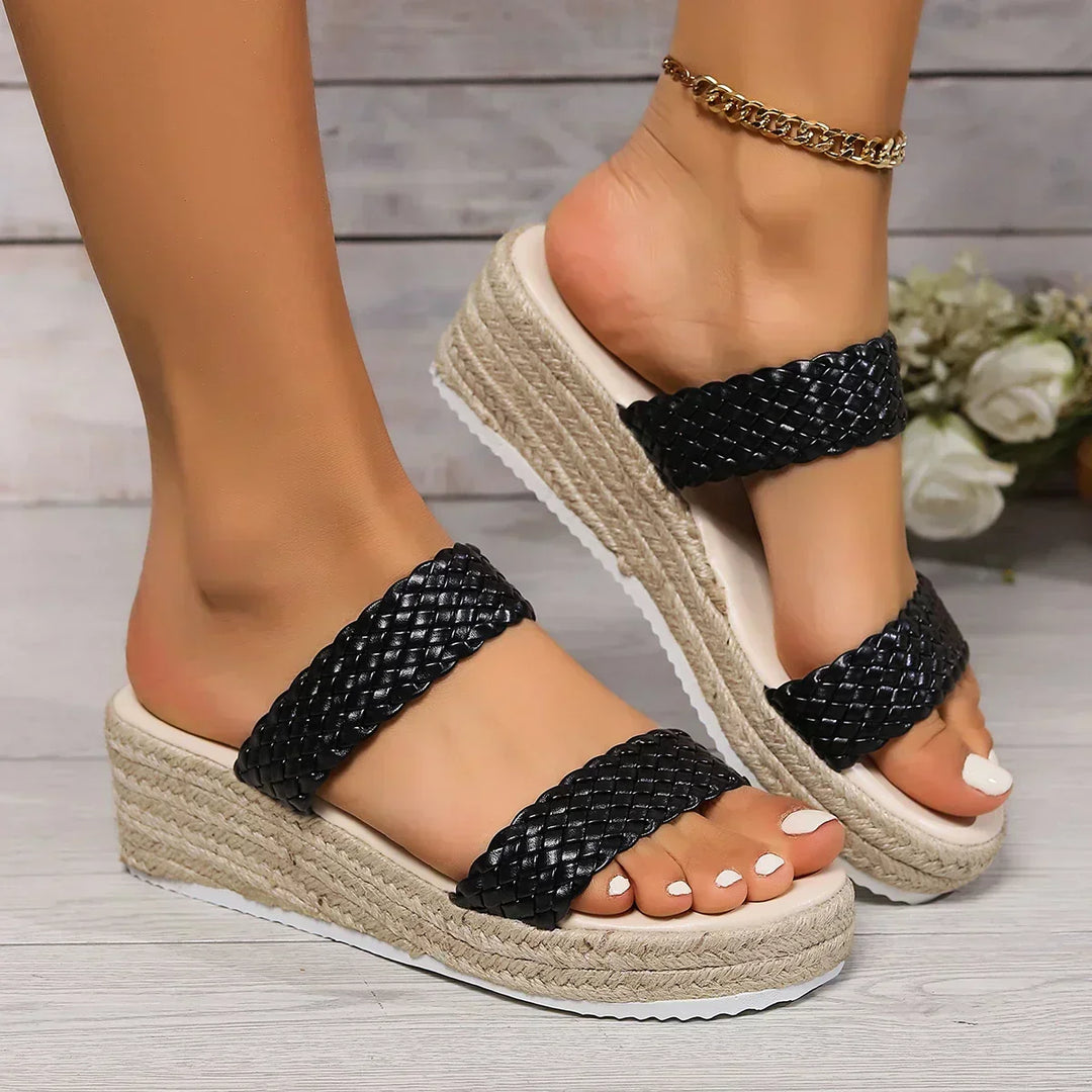 Comfortable Theodora wedge sandals for women, cushioned and stylish summer footwear.