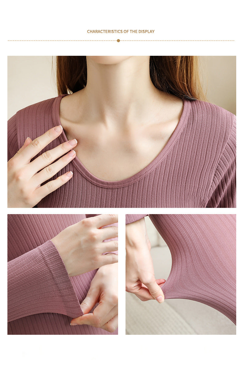 Women's thermal base layer top, cozy & shaping for winter layering.