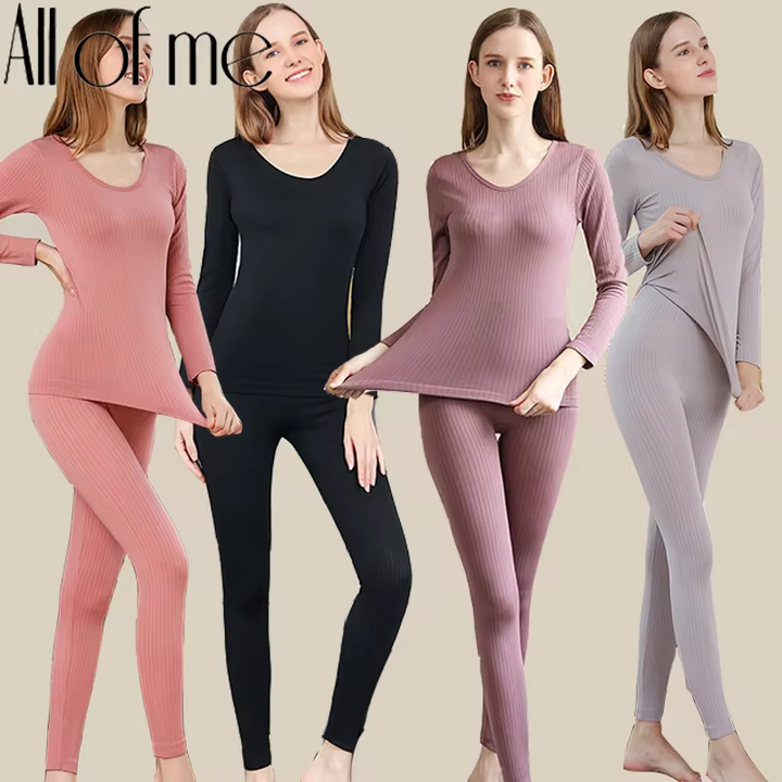 Shaping women's thermal underwear set for cold weather layering comfort.