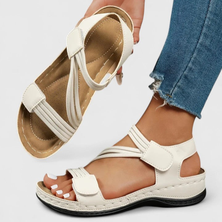 Comfortable women's orthopedic sandals with multi-arch support, great for flat feet & walking.
