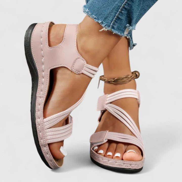 Stylish women's summer sandals featuring three-arch support for pain relief & posture correction.