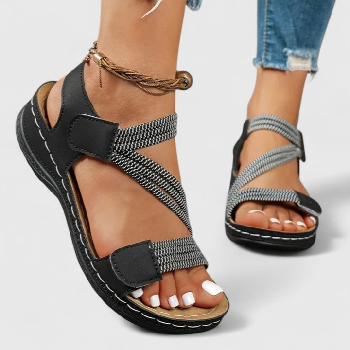 Orthopedic women's sandals, specifically designed for plantar fasciitis, arch support & comfort.