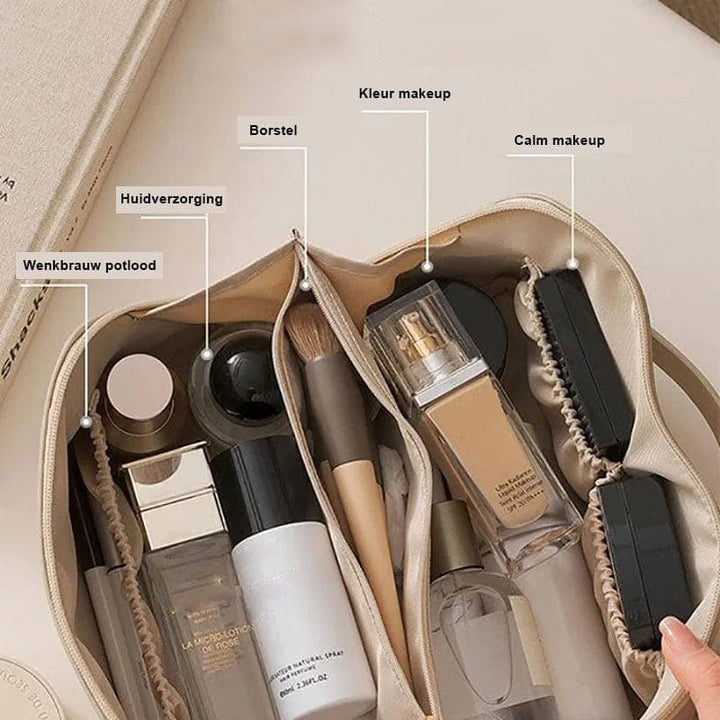 New women's cosmetic bag with compartments, a perfect gift for organizing makeup. Travel-friendly & stylish.