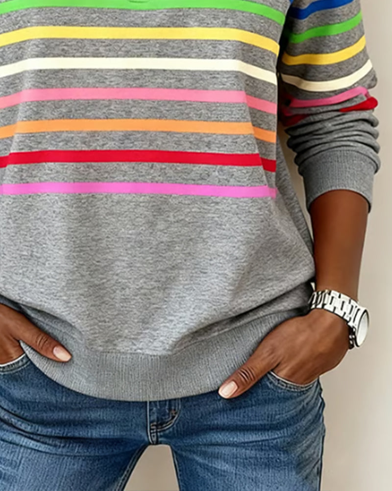 Comfortable long-sleeve colorful zipper top for women, ideal for everyday trendy style.