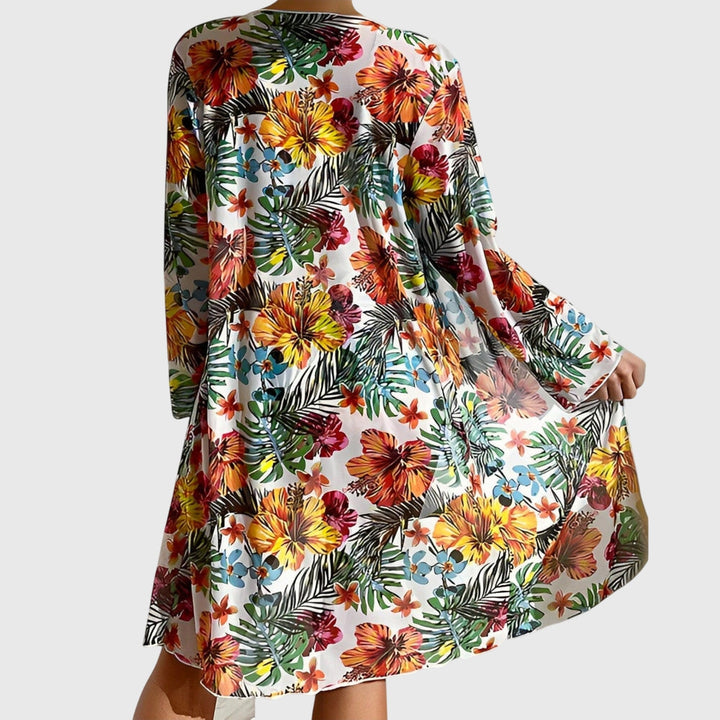Comfortable & vibrant women's floral tropical print two-piece bikini, perfect flattering beachwear for summer.